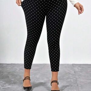 SHEIN Black Polka Dot Ankle Pants